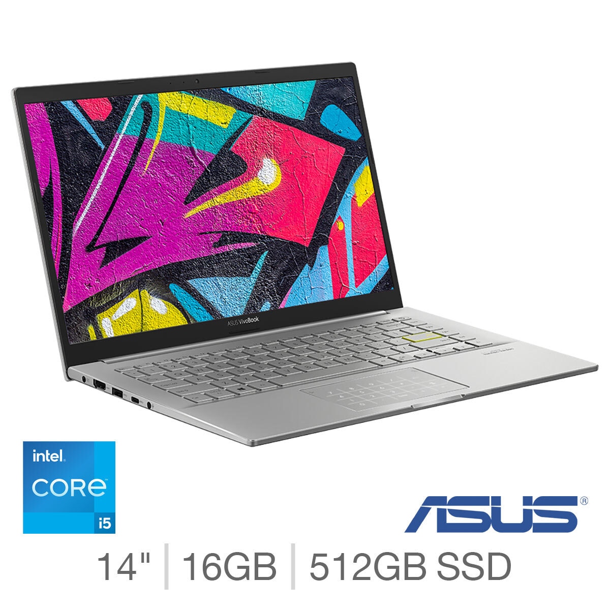 ASUS VivoBook, Intel Core i5, 16GB RAM, 512GB SSD, 14 Inch Laptop