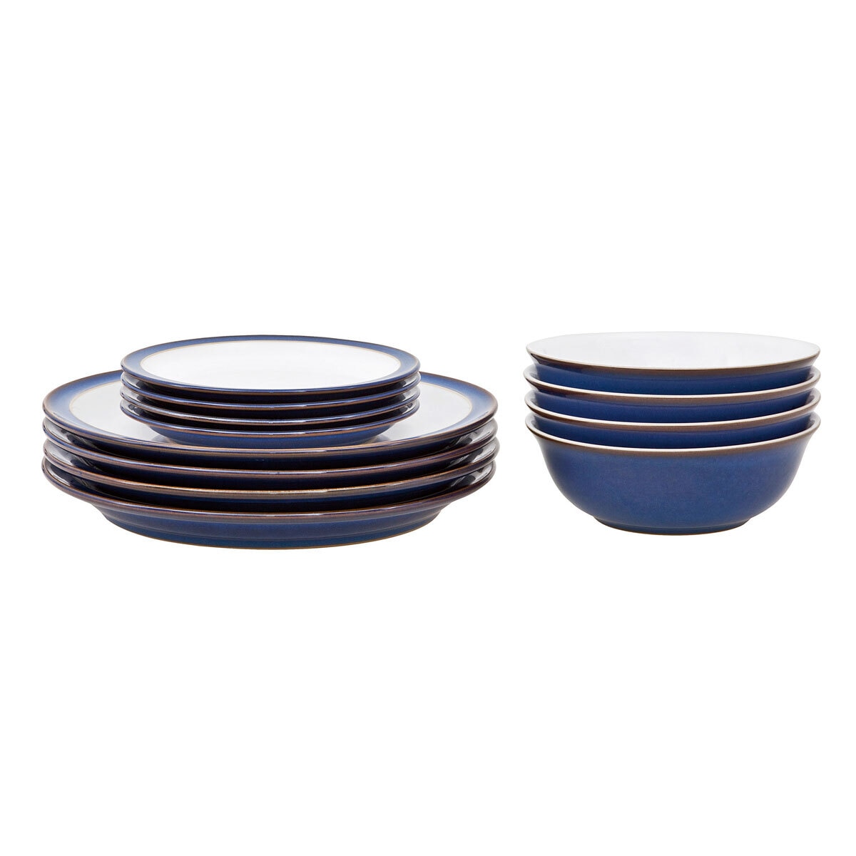 Denby Stoneware 12 Piece Dinnerware Set Imperial Blue