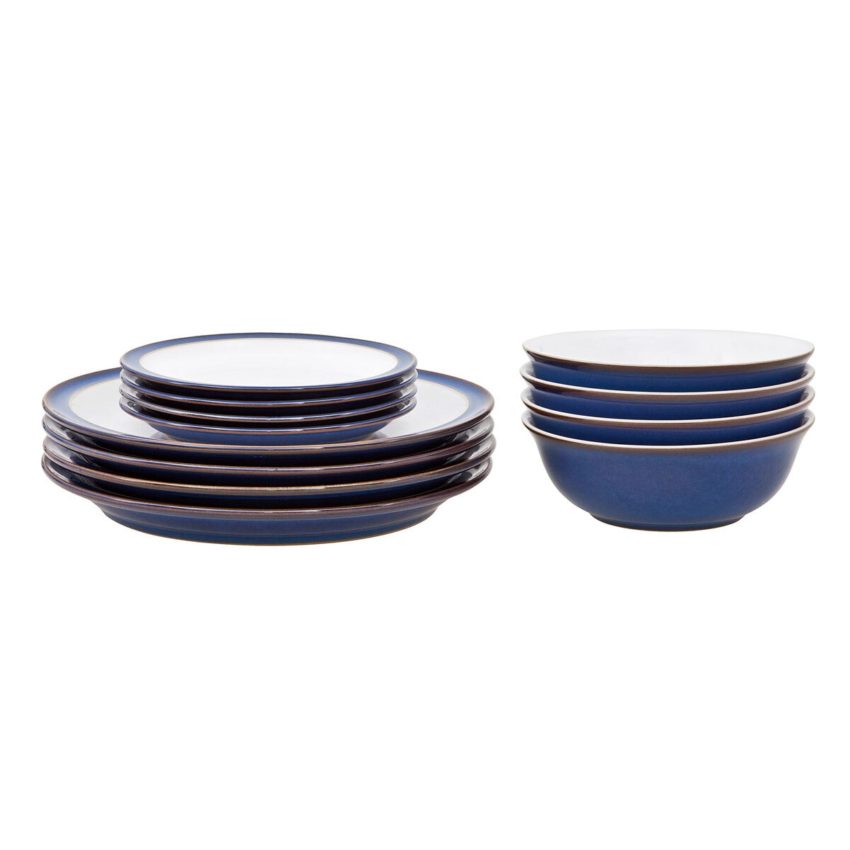 Denby Stoneware 12 Piece Dinnerware Set, Imperial Blue