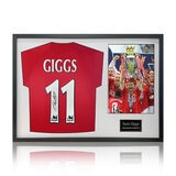 Ryan Giggs Signed Framed Manchester United Football Shirt including 1 Photo, with White Mount