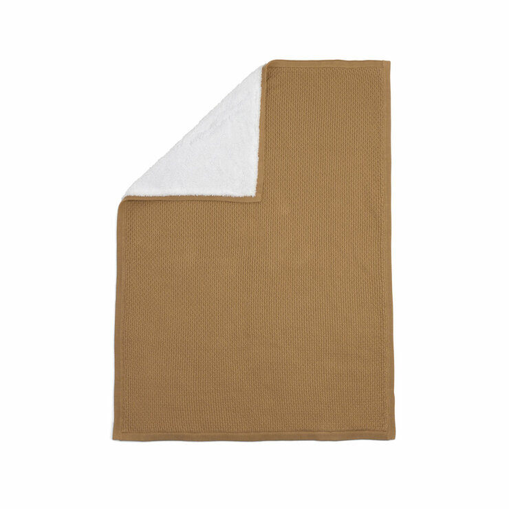 Clair De Lune Organic Cotton Beige Sherpa Fleece Travel Blanket, 70 x 100 cm