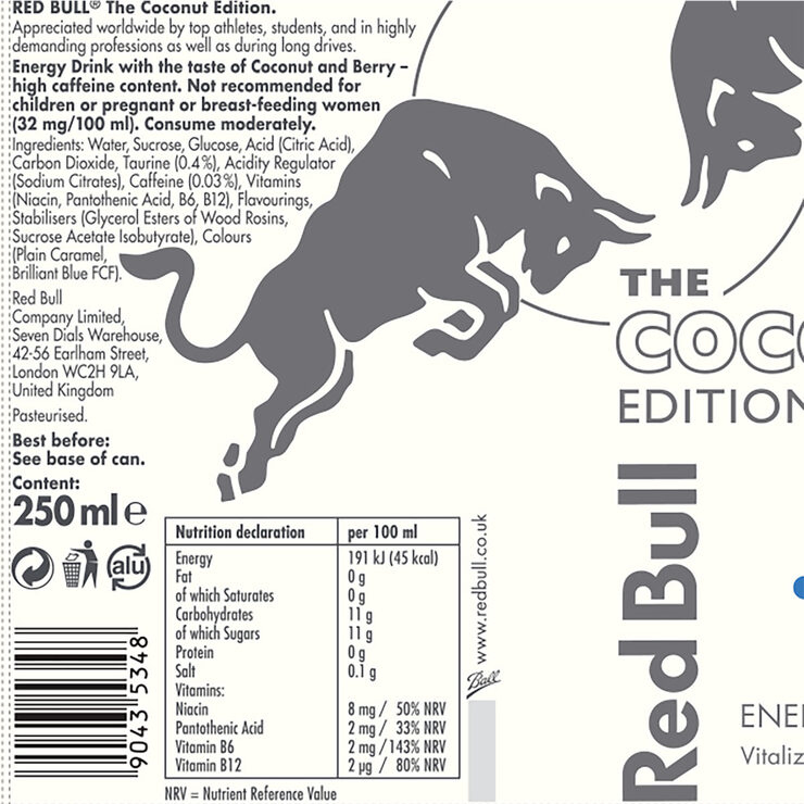 Red Bull Coconut and Berry Energy Drink, 12 x 250ml Costco UK