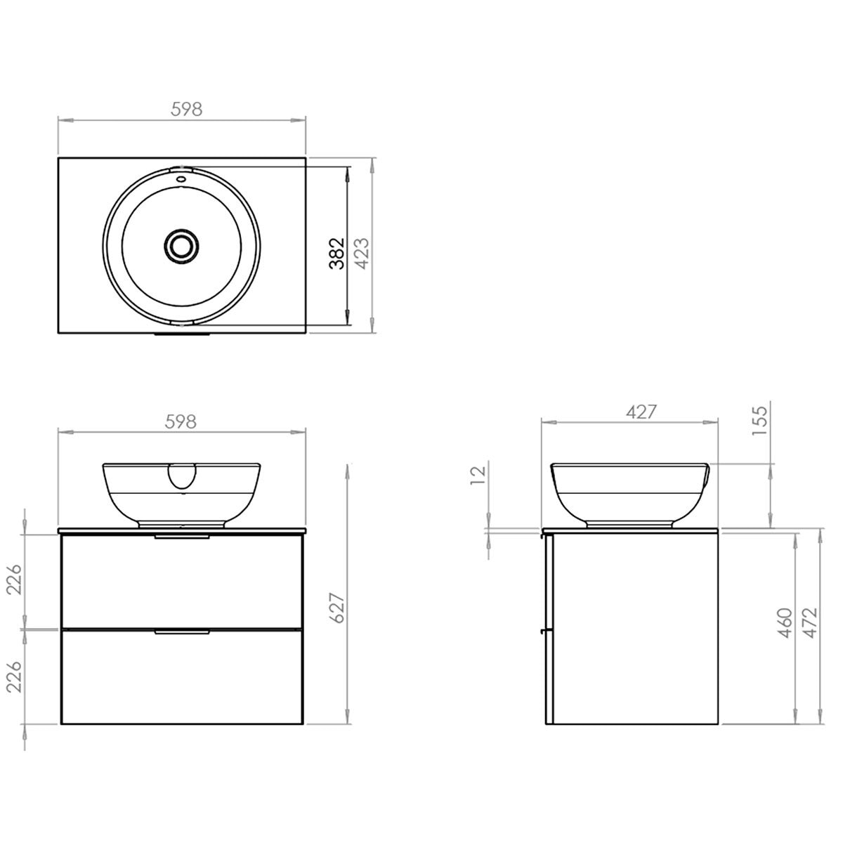 Tavistock Vesta 59.8 cm Wall Mounted Vanity Unit In White