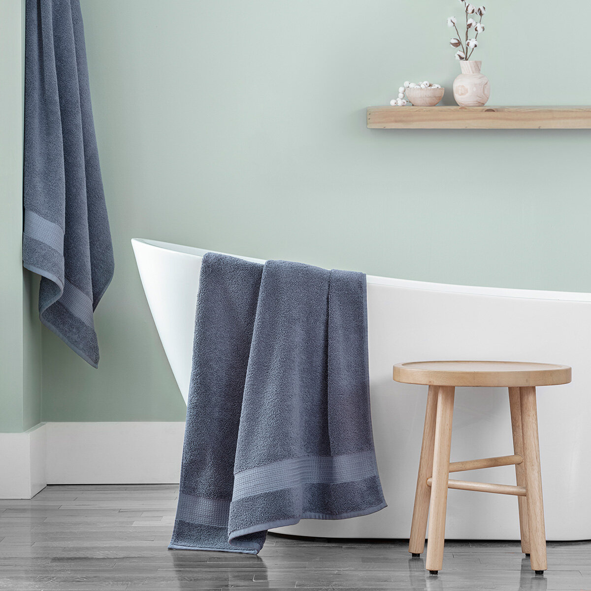 Grandeur 100% Cotton Blue Bath Sheets, 2 Pack