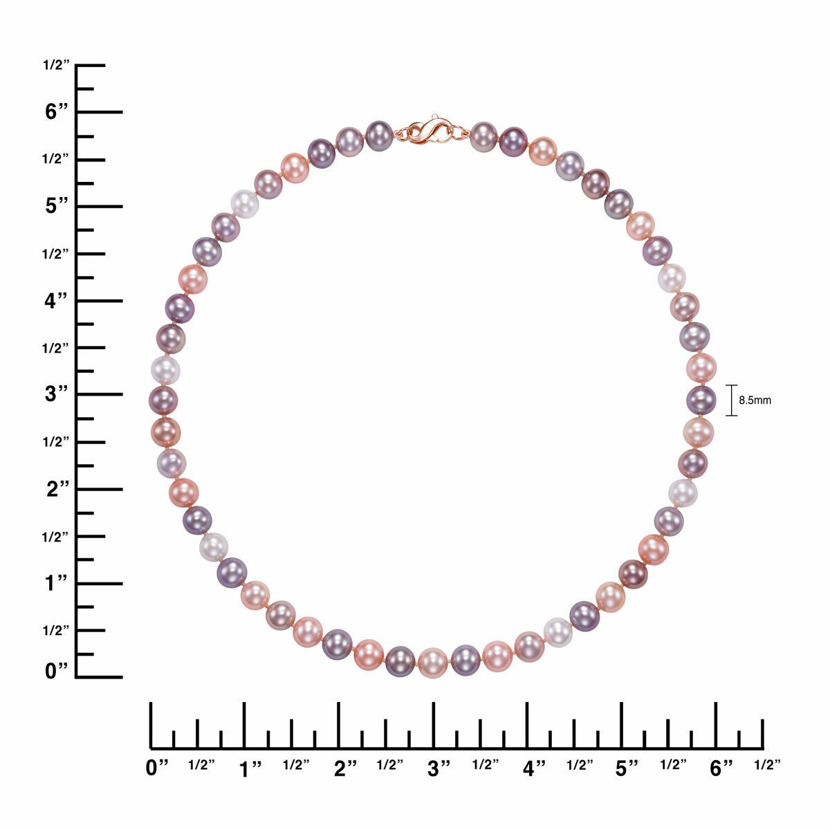 8-8.5mm Freshwater Multi Pink Pearl Necklace, 14ct Rose Gold 8-8.5mm Freshwater Multi Pink Pearl Necklace, 14ct Rose Gold