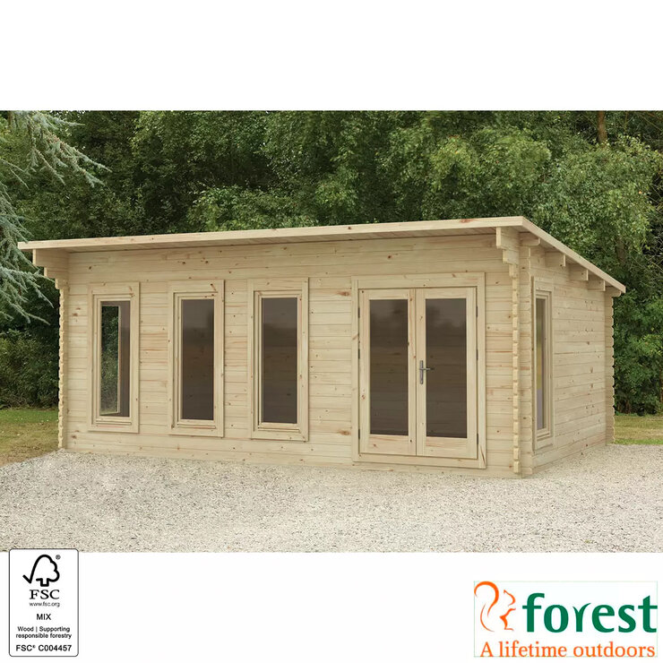 Delivered Forest Garden Harescombe 58mm Log Cabin 19ft 8" x 13ft 1" (6 x 4m) Delivered Forest Garden Harescombe 58mm Log Cabin 19ft 8" x 13ft 1" (6 x 4m)