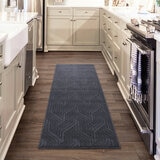 Navy runner on kitchen floor