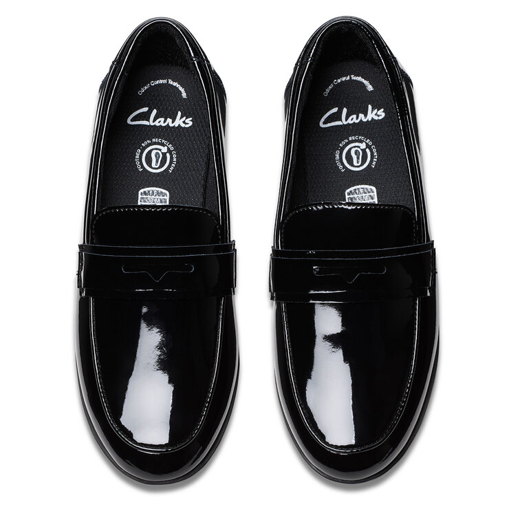 Clarks Kids Finja Bright Black Patent Shoes Clarks Kids Finja Bright Black Patent Shoes