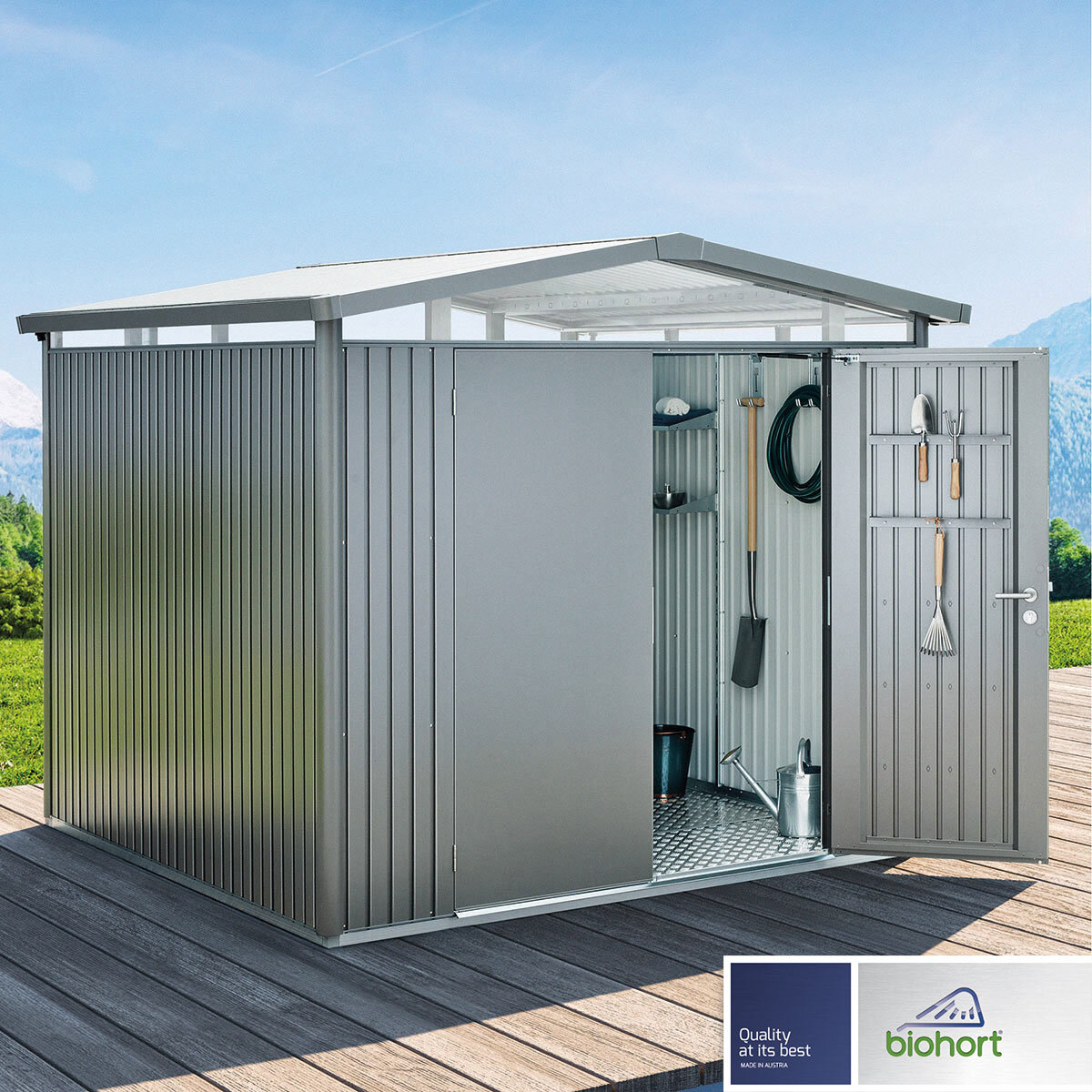 Biohort Panorama P2 9ft x 6ft 5" (2.7 x 2m) Double Door Steel Shed in 2 Colours