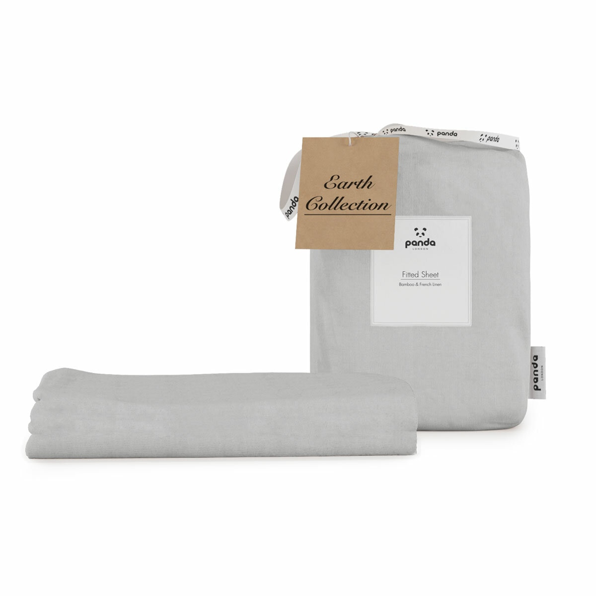 Panda Bamboo & French Linen Grey Fitted Sheet in 3 Sizes Panda Bamboo & French Linen Grey Fitted Sheet in 3 Sizes