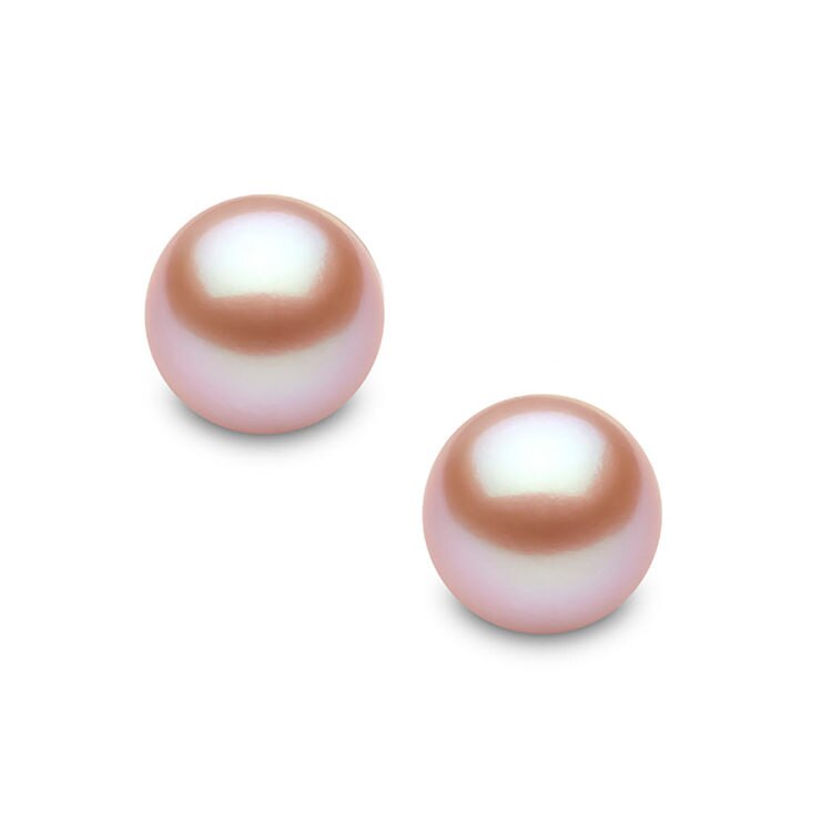 6.5-7mm Cultured Freshwater Peach Pearl Stud Earrings, 18ct White Gold 6.5-7mm Cultured Freshwater Peach Pearl Stud Earrings, 18ct White Gold