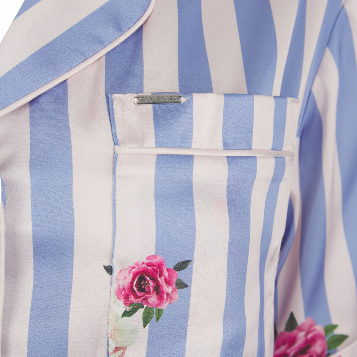 Ted Baker Ladies Satin 2 Piece PJ Set in Light Blue & White