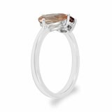 Pear Cut Morganite & Round Cut Garnet Ring, 18ct White Gold