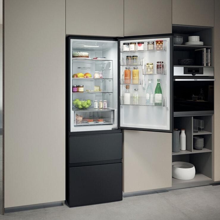 Haier HTW3618ENPB Series 3 Fridge Freezer, E Rated in Slate Black
