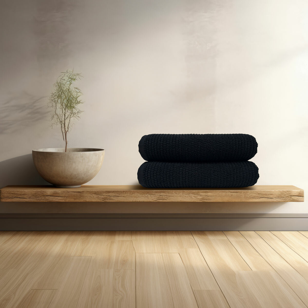 Mundo Textile Bath Sheet in Black, 100 x 160 cm