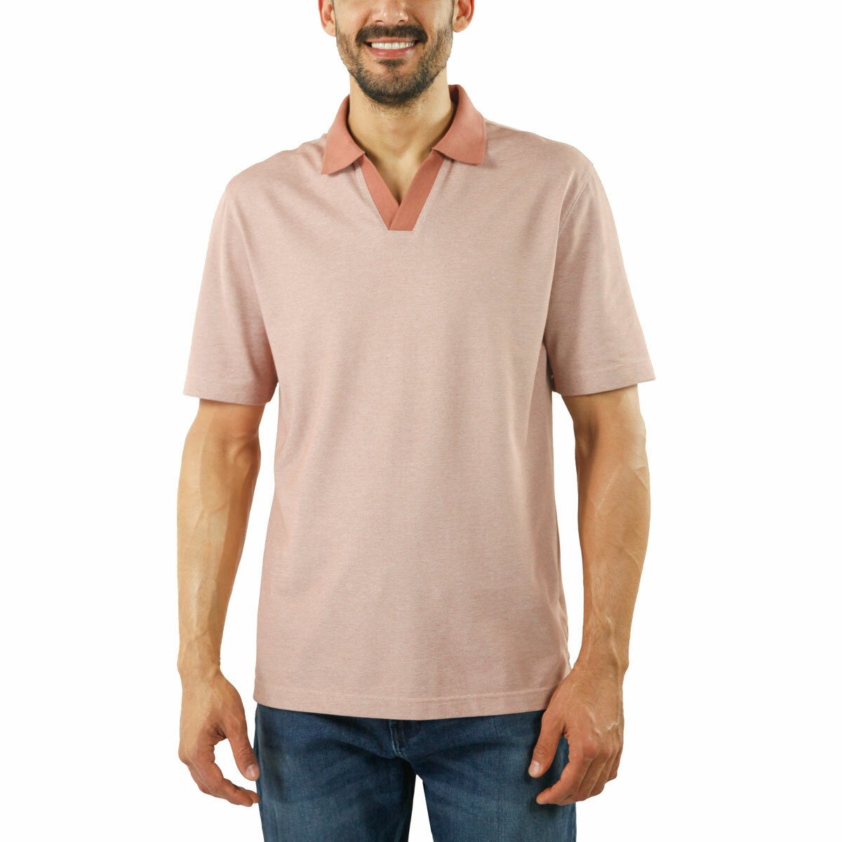 Jachs Mens Lightweight Knit Oxford Polo Shirt in Red