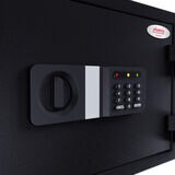 Close up image of keybad and front of safe
