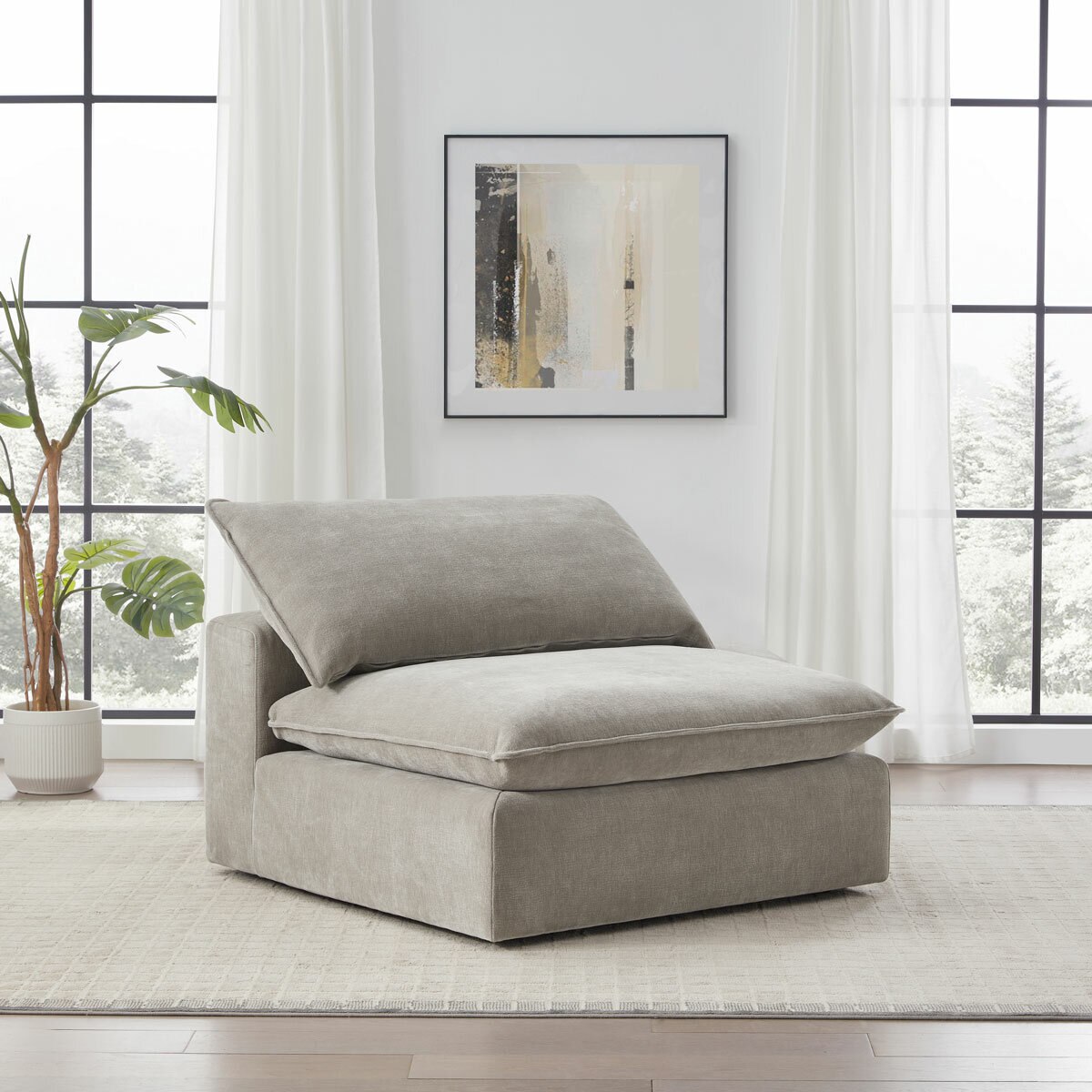 Aiden & Ivy Sereen Beige Fabric Armless Chair