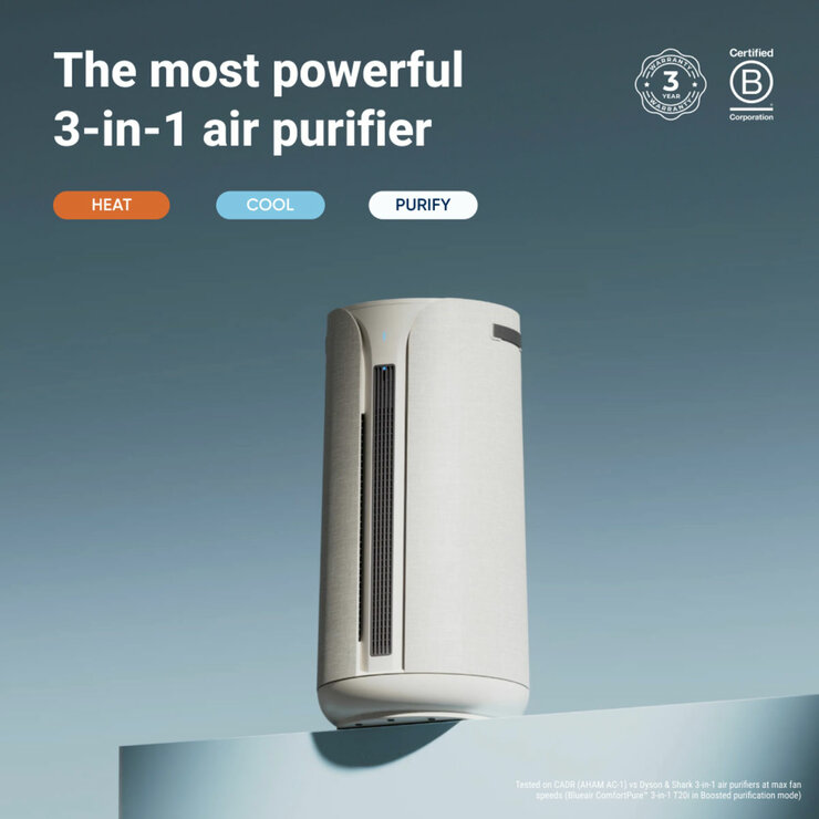 Lifestyle image of Blueair T20i ComfortPure™ 3-in-1 Air Purifier that heats, fans and purifies