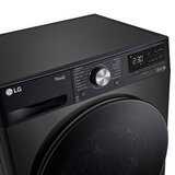 Close up LG FDV909BN DUAL Dry Freestanding Heat Pump Tumble Dryer, 9kg Load, Platinum Black