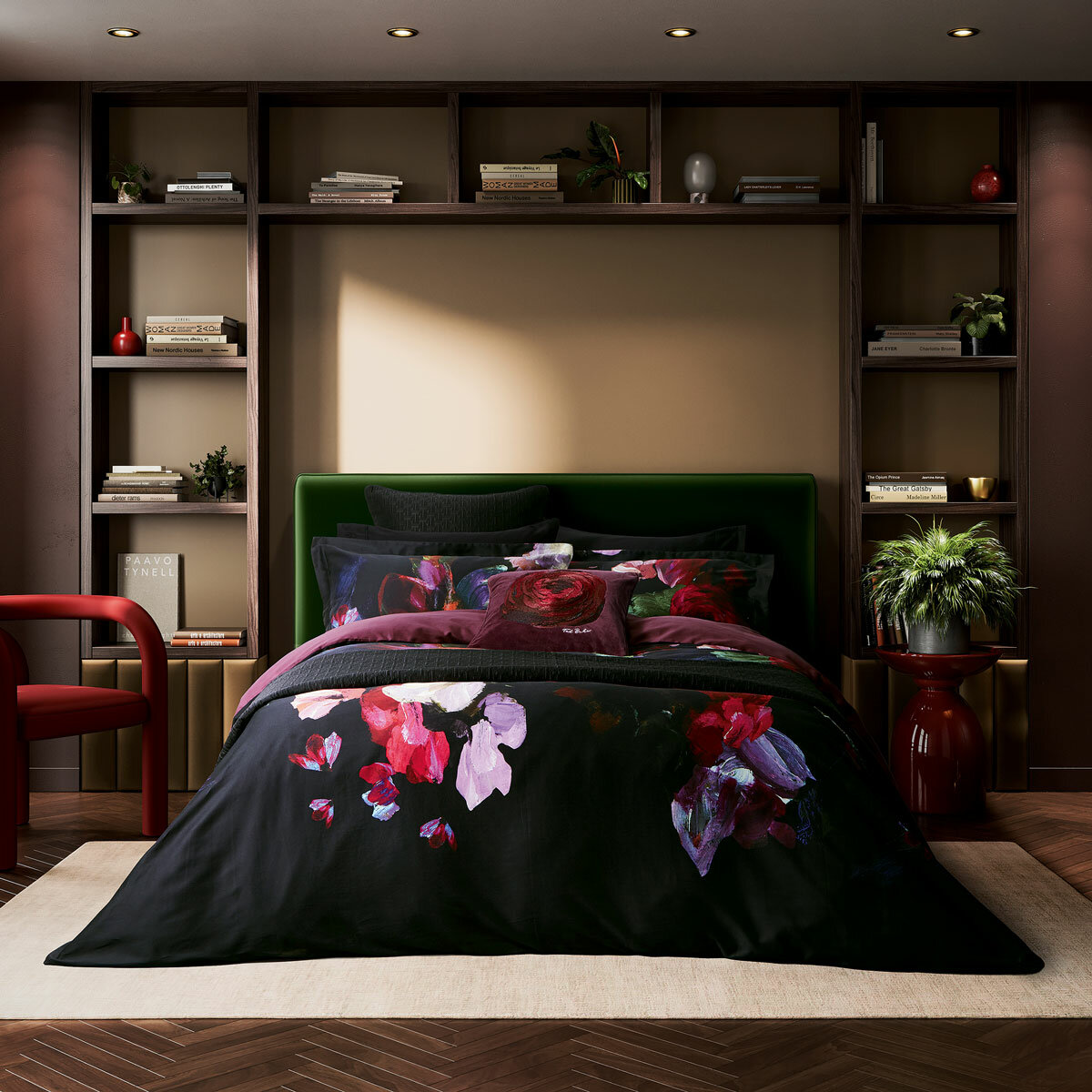 Ted Baker Expressionist Floral Black Duvet Cover Set, Double Ted Baker Expressionist Floral Black Duvet Cover Set, Double