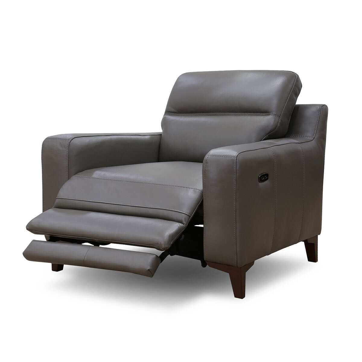 Colby Dark Grey Leather Armchair with Power Footrest