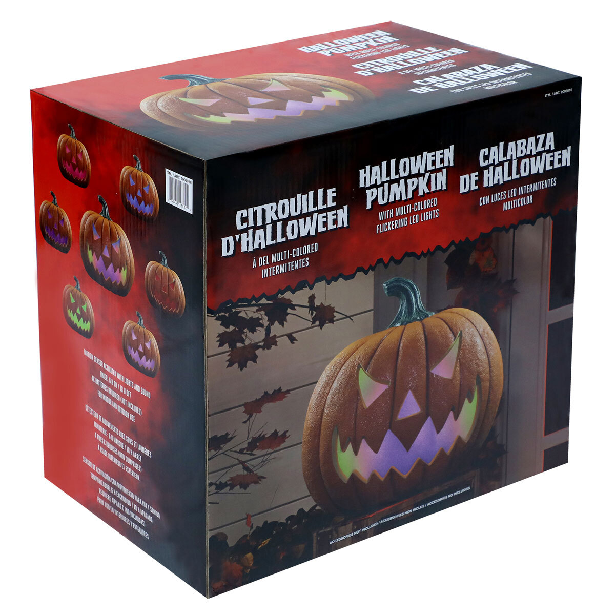 Halloween 17 Inches (44.4cm) Squatty Jack O Lantern Pumpkin With LED Flickering Lights & Sounds