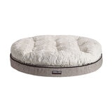 Kirkland Signature Round Pillow Orthopaedic Dog Bed, Grey with Ivory Carved Faux Fur