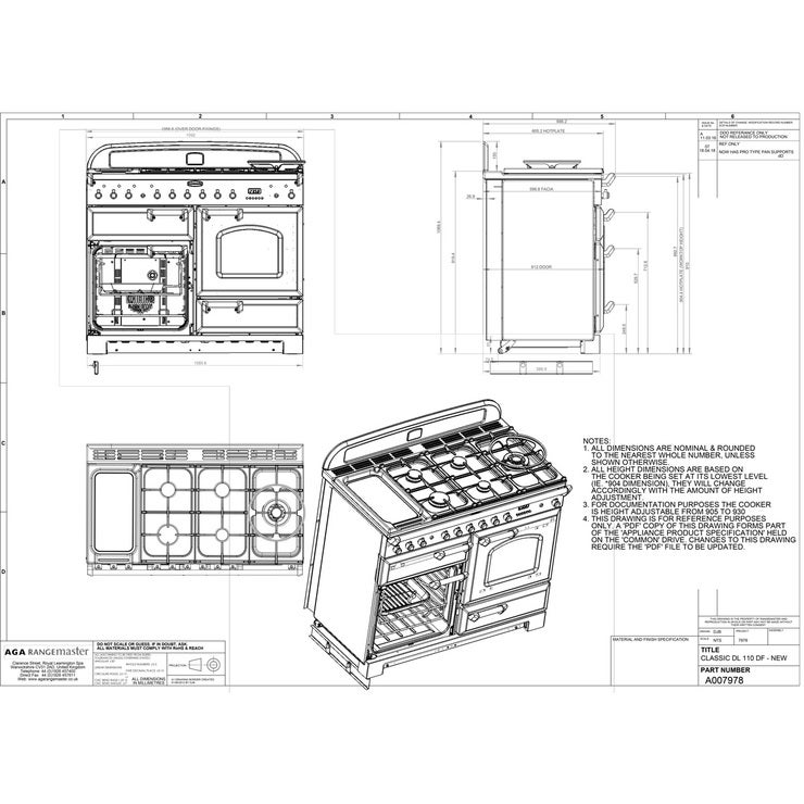 Range Cooker Drawing.pdf Rangemaster Classic Deluxe 110cm Dual Fuel Range Cooker A Rated in 3 ...