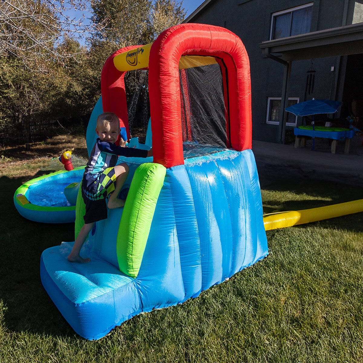 Happy Hop Ultimate Climb, Spray & Bounce Water Slide Pool