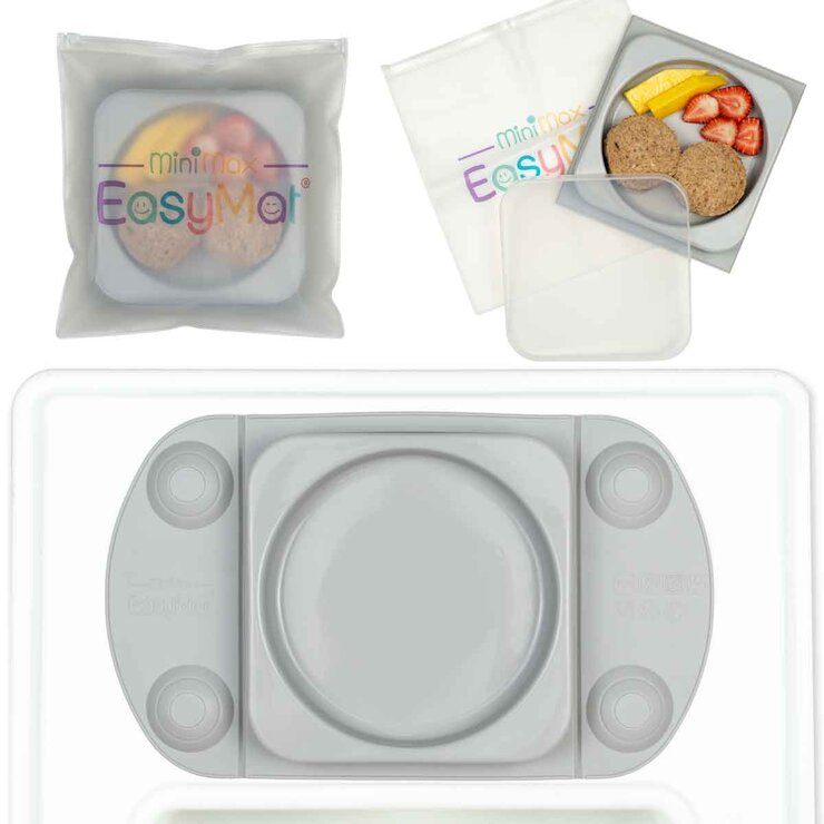 EasyTots EasyMat MiniMax Open Suction Weaning Plate in Grey EasyTots EasyMat MiniMax Open Suction Weaning Plate in Grey