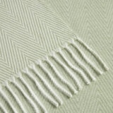 Osprey London Green Herringbone Fringed Throw, 140 x 190 cm