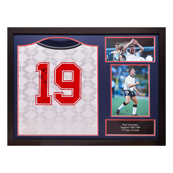 Paul Gascoigne Signed Framed 1990 England World Cup Football Shirt