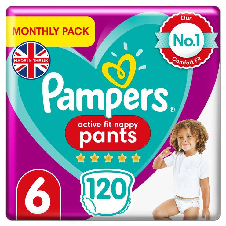 Pampers Active Fit Nappy Pants Size 6, 120 Monthly Pack Pampers Active Fit Nappy Pants Size 6, 120 Monthly Pack