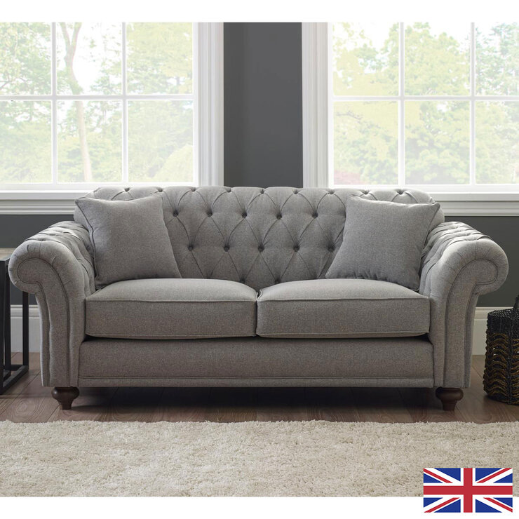Bordeaux Button Back Grey Fabric 2 Seater Sofa Bordeaux Button Back Grey Fabric 2 Seater Sofa