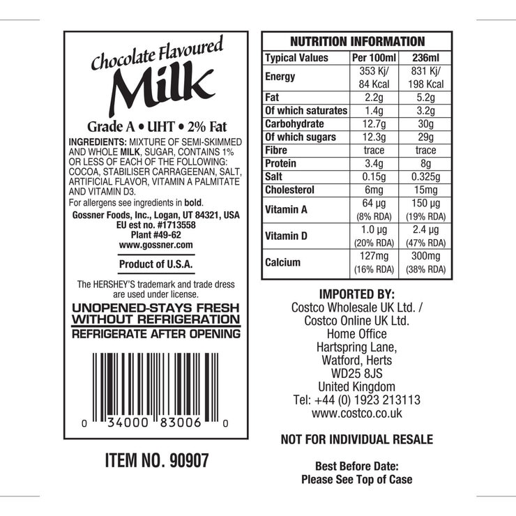 Hershey's Chocolate Milk Drink, 21 x 238ml