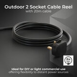 Masterplug 20M Cable Reel with 2 IP54 Sockets