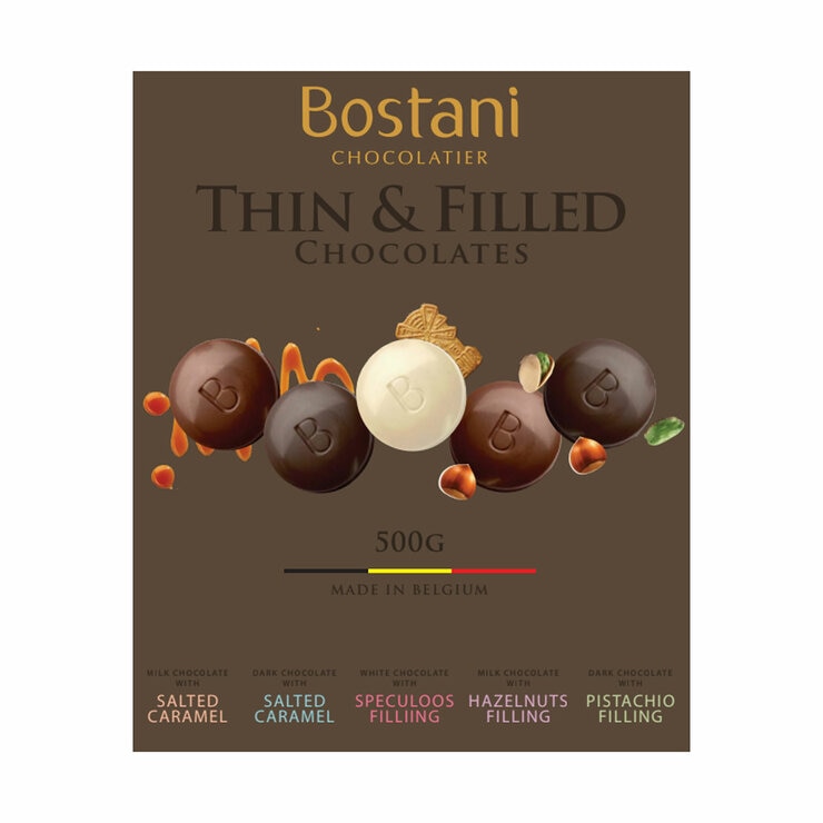 Bostani Belgian Chocolate Thins, 500g