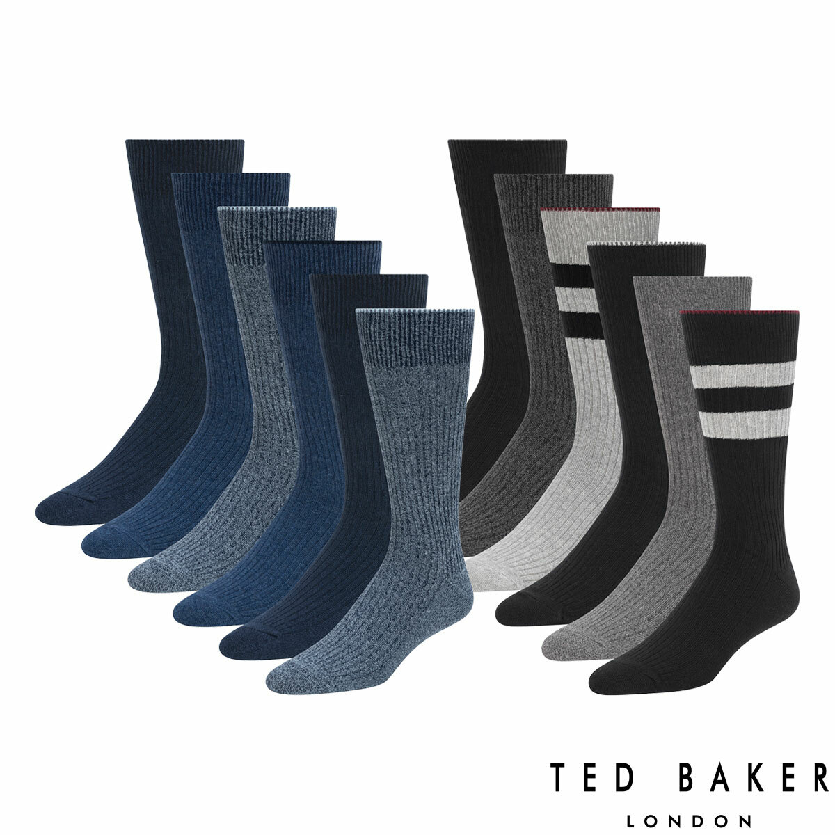 Ted Baker Men's Ribbed Sock 6 Pack