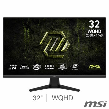MSI 325QF MAG E1BV 32 inch WQHD 180Hz VA Gaming Monitor, 9S6-3DE11M-003
