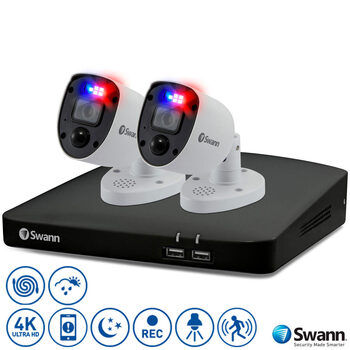 Swann 4 Channel 1TB DVR Recorder with 2 x 4K Ultra HD Enforcer Cameras, SWDVK-456802RL