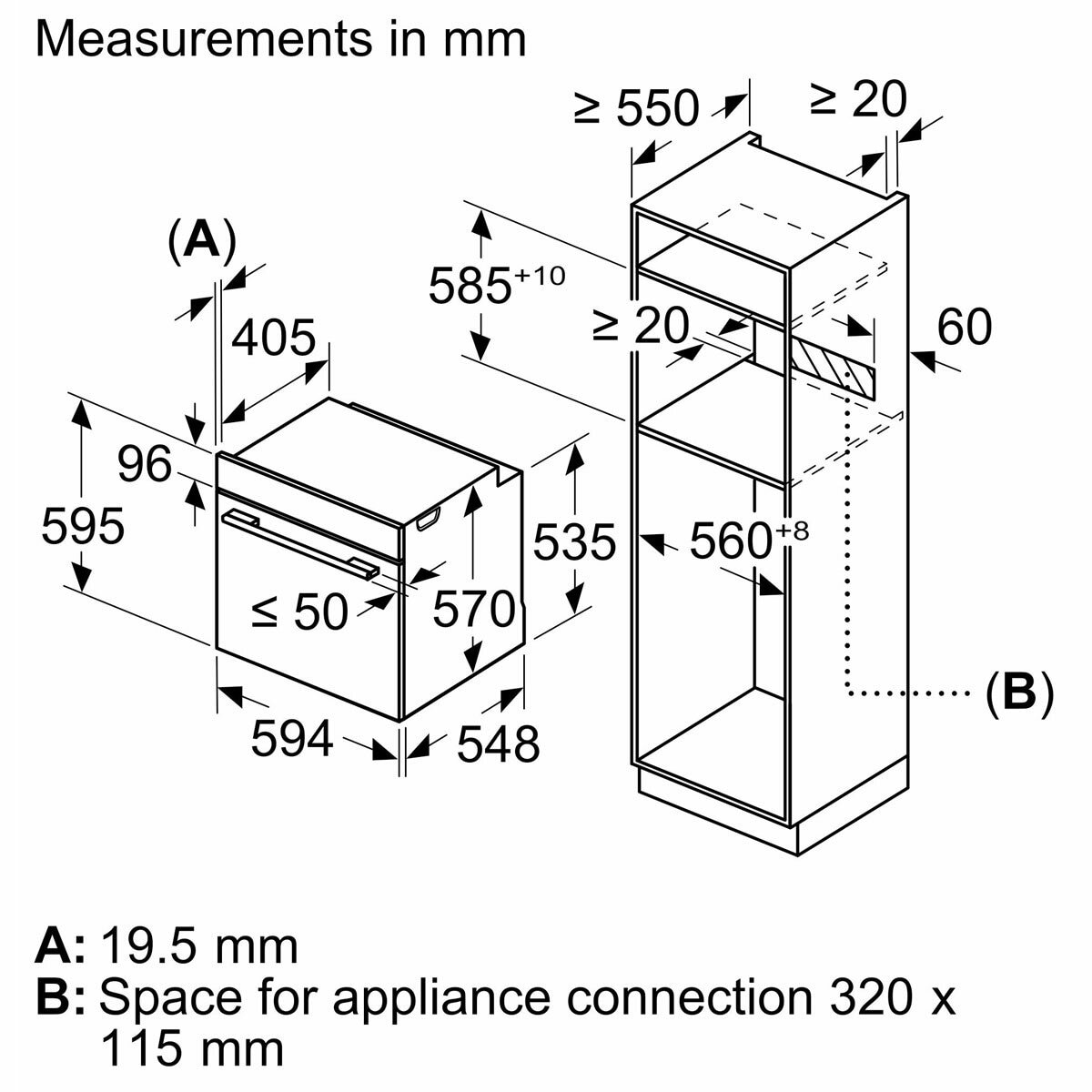 Bosch Series 4 HQA574BB3B Built In Single Oven, A+ Rated in Black