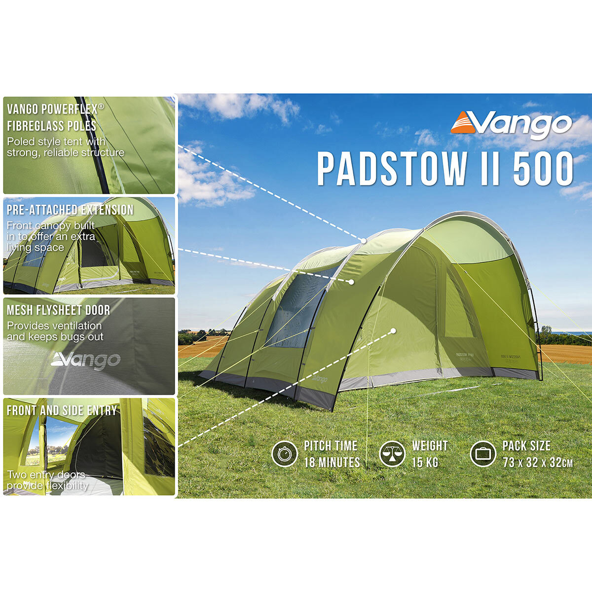 Vango Padstow II 500 5 Person Family Tent