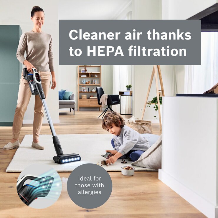 Lifestyle image of vacuum with HEPA filtration