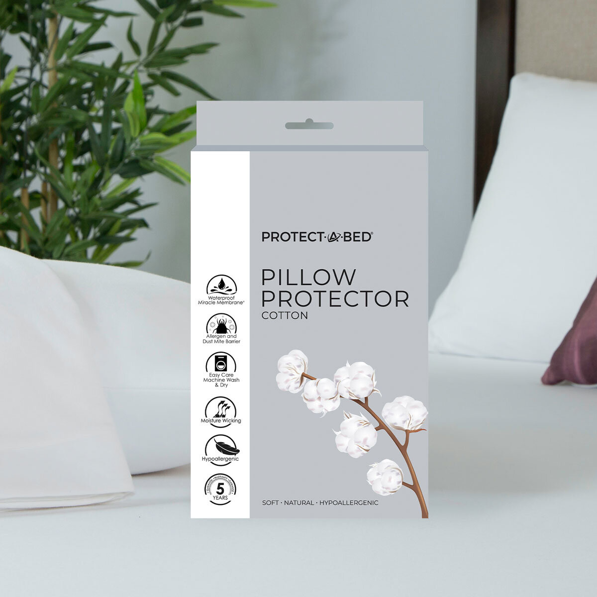 Protect-A-Bed Cotton Pillow Protector 75 x 50 cm, 2 Pack