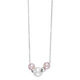 5.5-6mm White & 8-8.5mm Pink Cultured Freshwater Pearl Necklace, 14ct White Gold