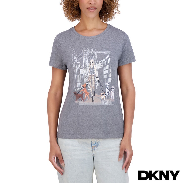 DKNY Ladies Fashion Tee in Grey DKNY Ladies Fashion Tee in Grey