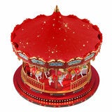 17 Inch Nostalgic Deluxe Glass Embellished Carousel in Red 17 Inch Nostalgic Deluxe Glass Embellished Carousel in Red
