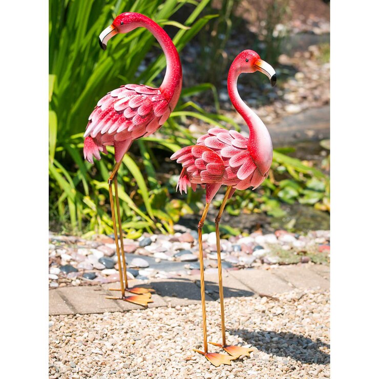 Evergreen 35" (89 cm) Bright Pink Flamingo Statue Pack of ...