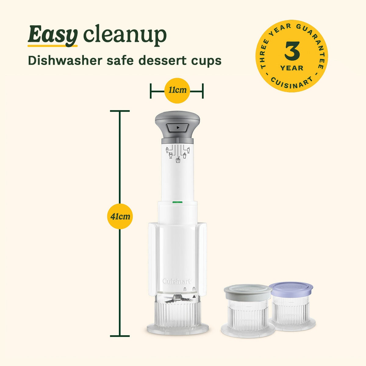 Lifestyle image of Cusinart Freeze Wand Ice Cream Maker with dishwasher safe dessert cups